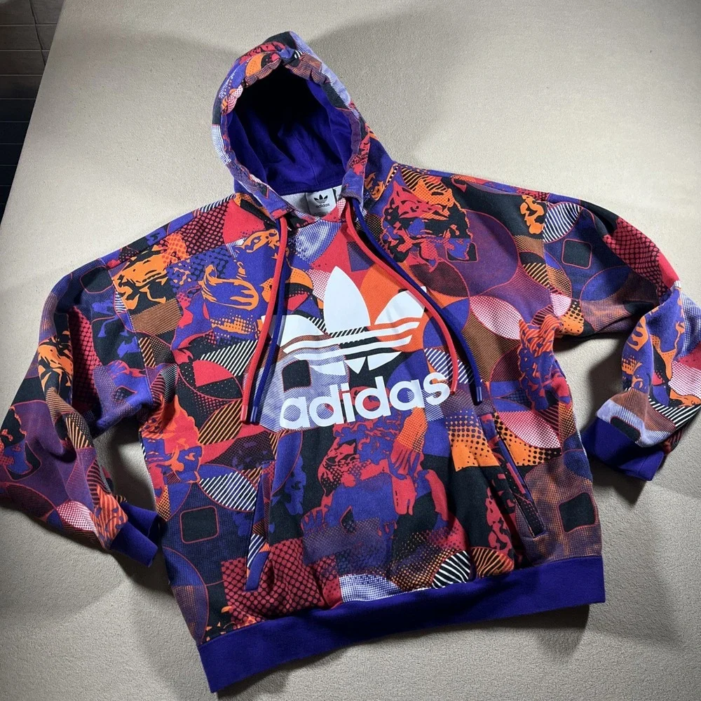Adidas CNY‎ Hoodie Men Small Geometric Purple Orange GN5448 Streetwear